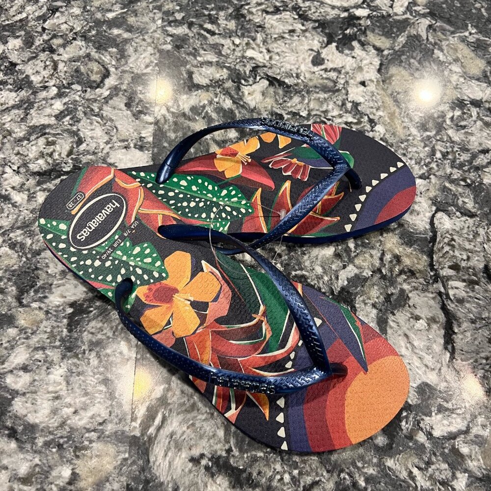 Havaianas Women's Slim Tropical Sandal Navy